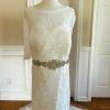 New BRIDES White Elegant Belted Beaded Lace Polyester Wedding Dress Size 24W
