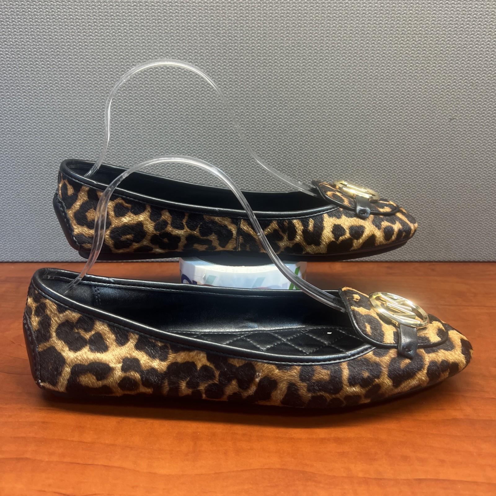 Michael Kors Women Leopard Print Calf Hair Moccassin Size 10M Ballet Flat