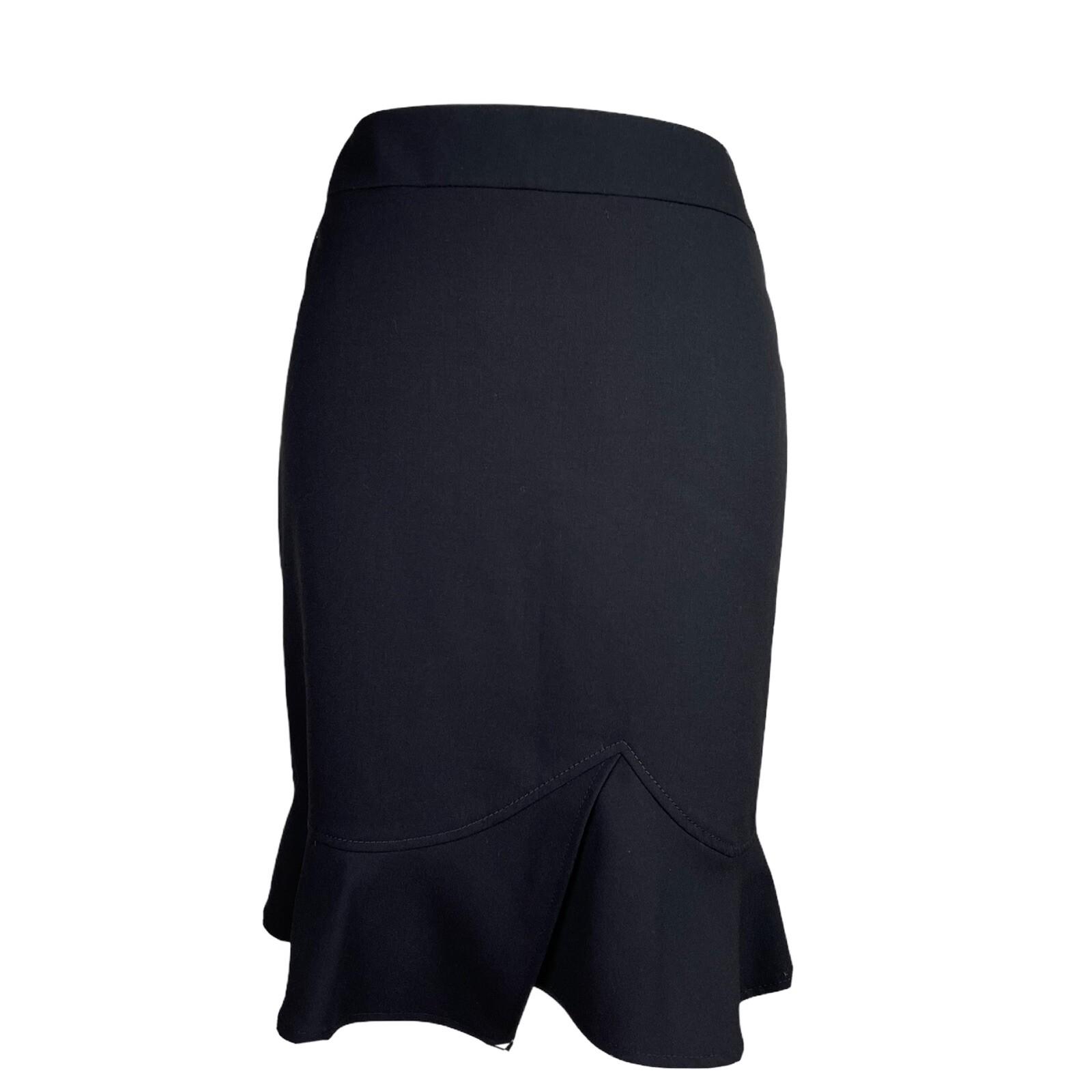 TAHARI ASL Stretch Polyester Blend  Mini Skirt Size 8P Black Ruffle