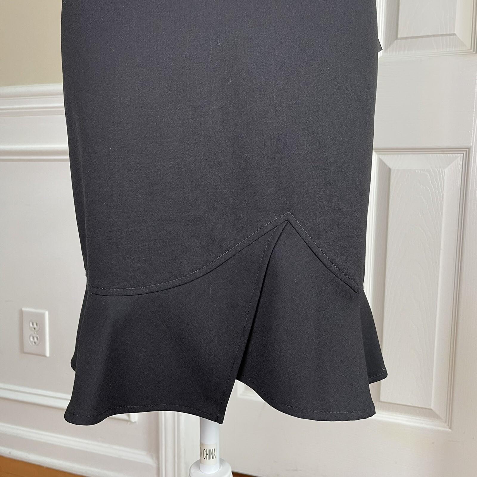 TAHARI ASL Stretch Polyester Blend  Mini Skirt Size 8P Black Ruffle
