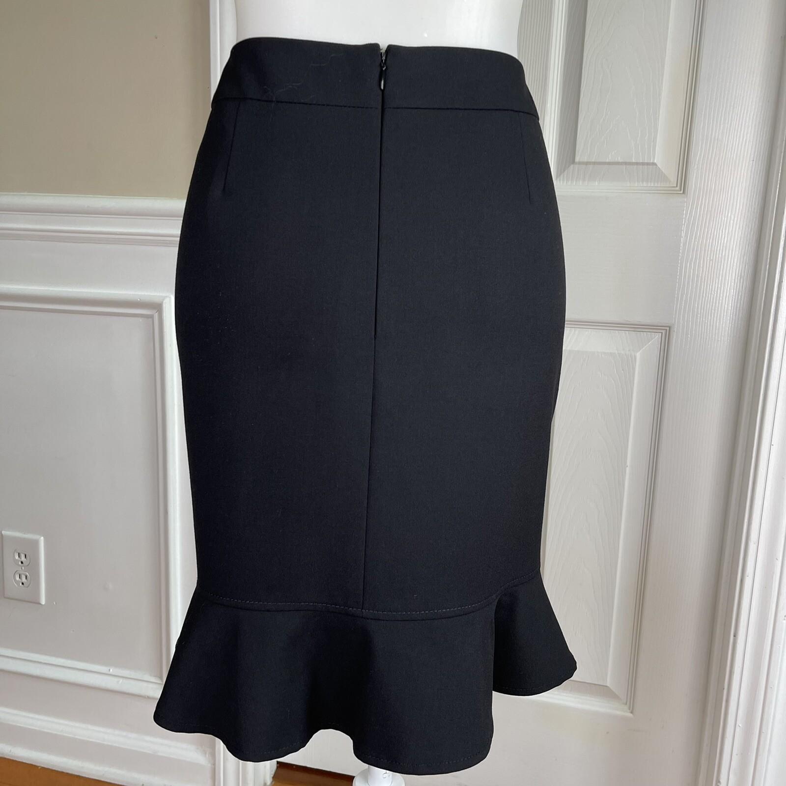 TAHARI ASL Stretch Polyester Blend  Mini Skirt Size 8P Black Ruffle