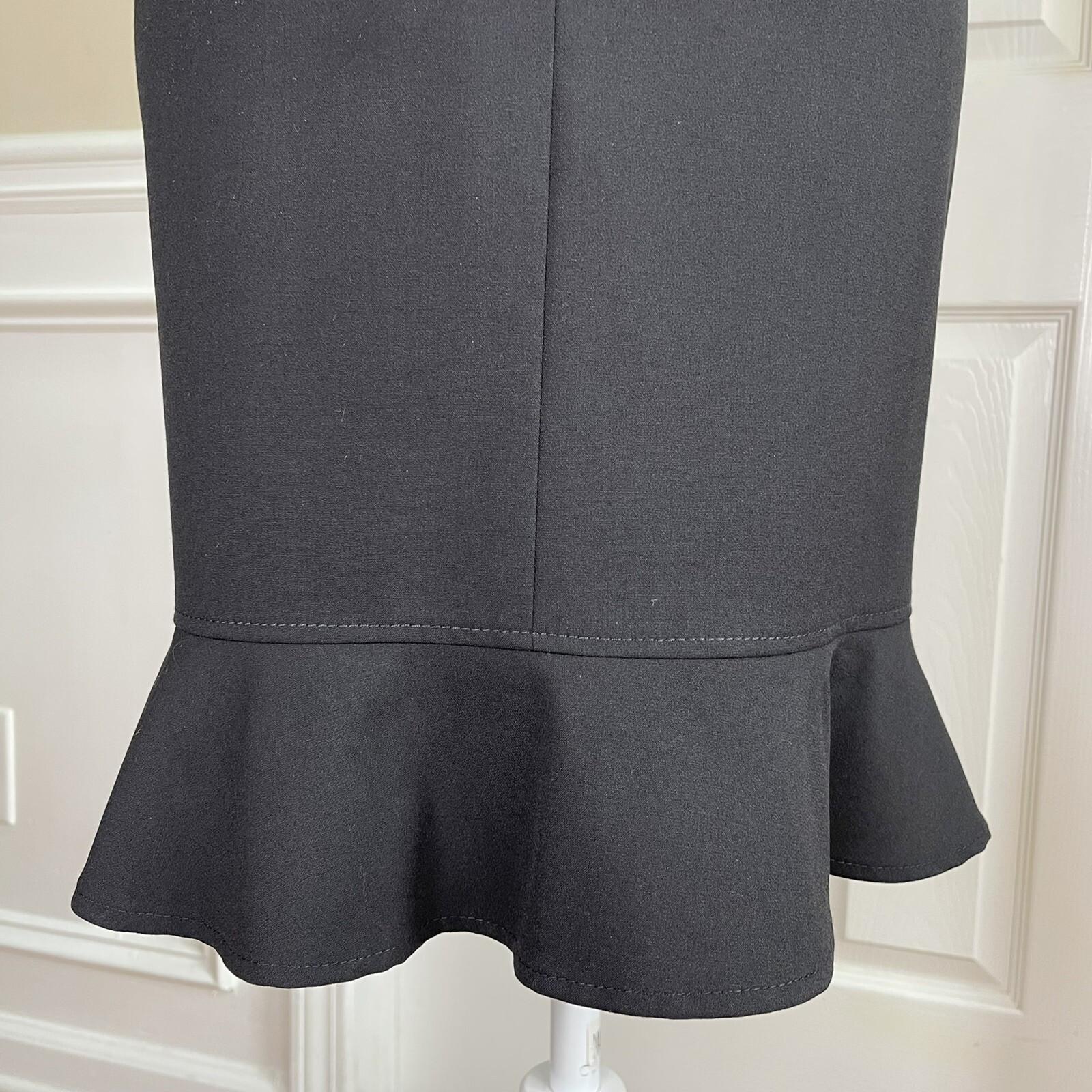 TAHARI ASL Stretch Polyester Blend  Mini Skirt Size 8P Black Ruffle