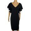 Joseph Ribkoff Sheath Dress Size 10 Black V-Neck Chic Ruffle Sleeves Feminine