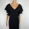 Joseph Ribkoff Sheath Dress Size 10 Black V-Neck Chic Ruffle Sleeves Feminine