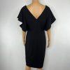 Joseph Ribkoff Sheath Dress Size 10 Black V-Neck Chic Ruffle Sleeves Feminine