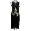Harlem Night Sequin Dress Size M Embellished Fringe Gold Black Bodycon Gatsby