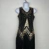 Harlem Night Sequin Dress Size M Embellished Fringe Gold Black Bodycon Gatsby