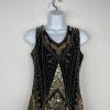 Harlem Night Sequin Dress Size M Embellished Fringe Gold Black Bodycon Gatsby