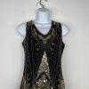 Harlem Night Sequin Dress Size M Embellished Fringe Gold Black Bodycon Gatsby
