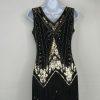 Harlem Night Sequin Dress Size M Embellished Fringe Gold Black Bodycon Gatsby