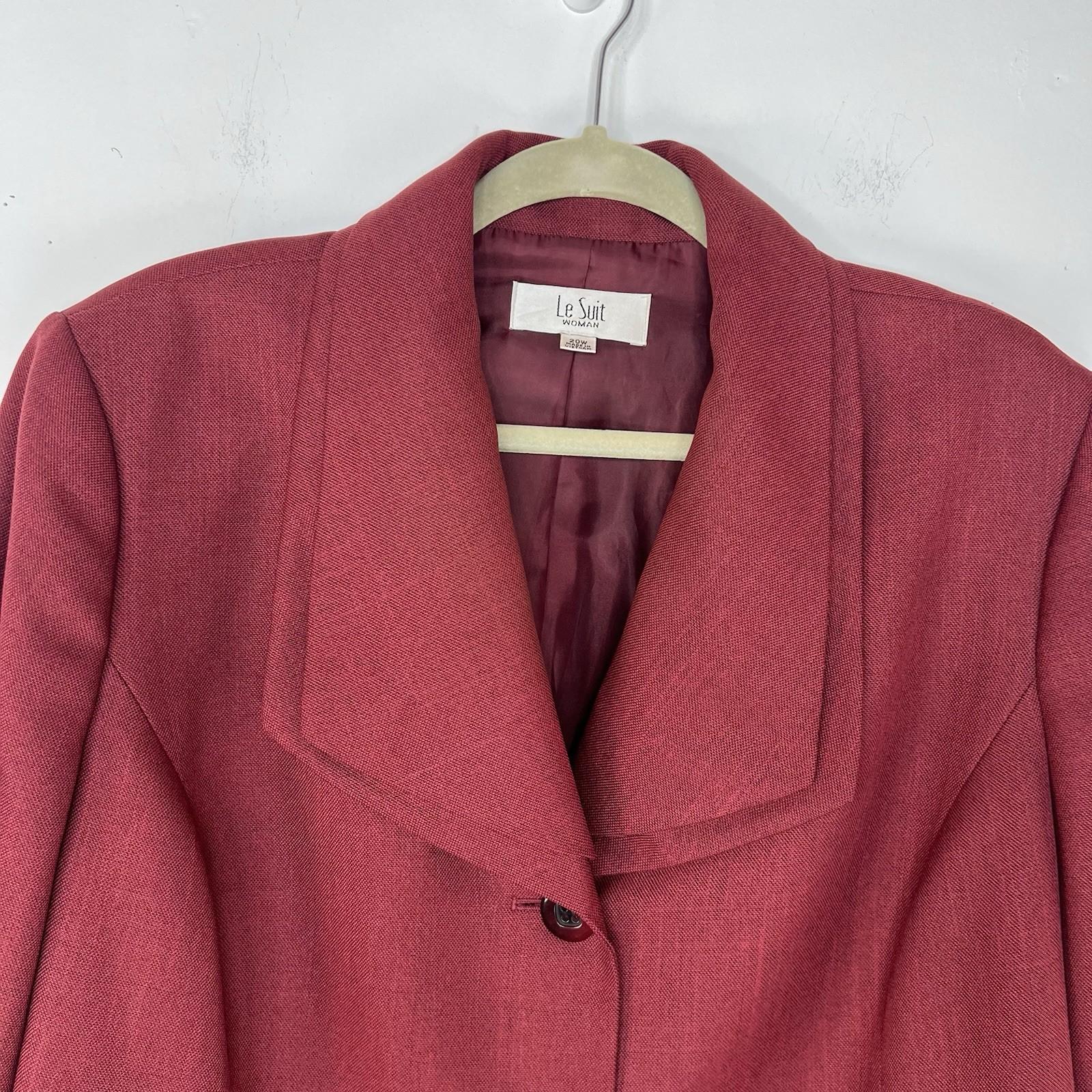 Le Suit 2PC Red Polyester Lined Shawl Collar Skirt Suit Size 14 Elegant Business