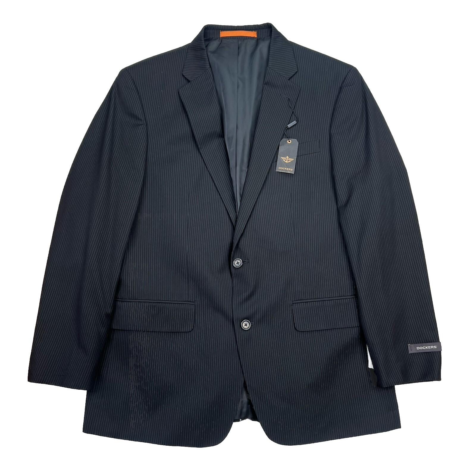 Dockers Polyester Rayon Men Blazer 44R Black Striped 2 Button One Vent