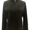 Lauren Ralph Lauren Women Faux Suede Cotton Jacket M Dark Brown Zip Up Pockets