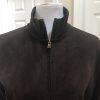 Lauren Ralph Lauren Women Faux Suede Cotton Jacket M Dark Brown Zip Up Pockets