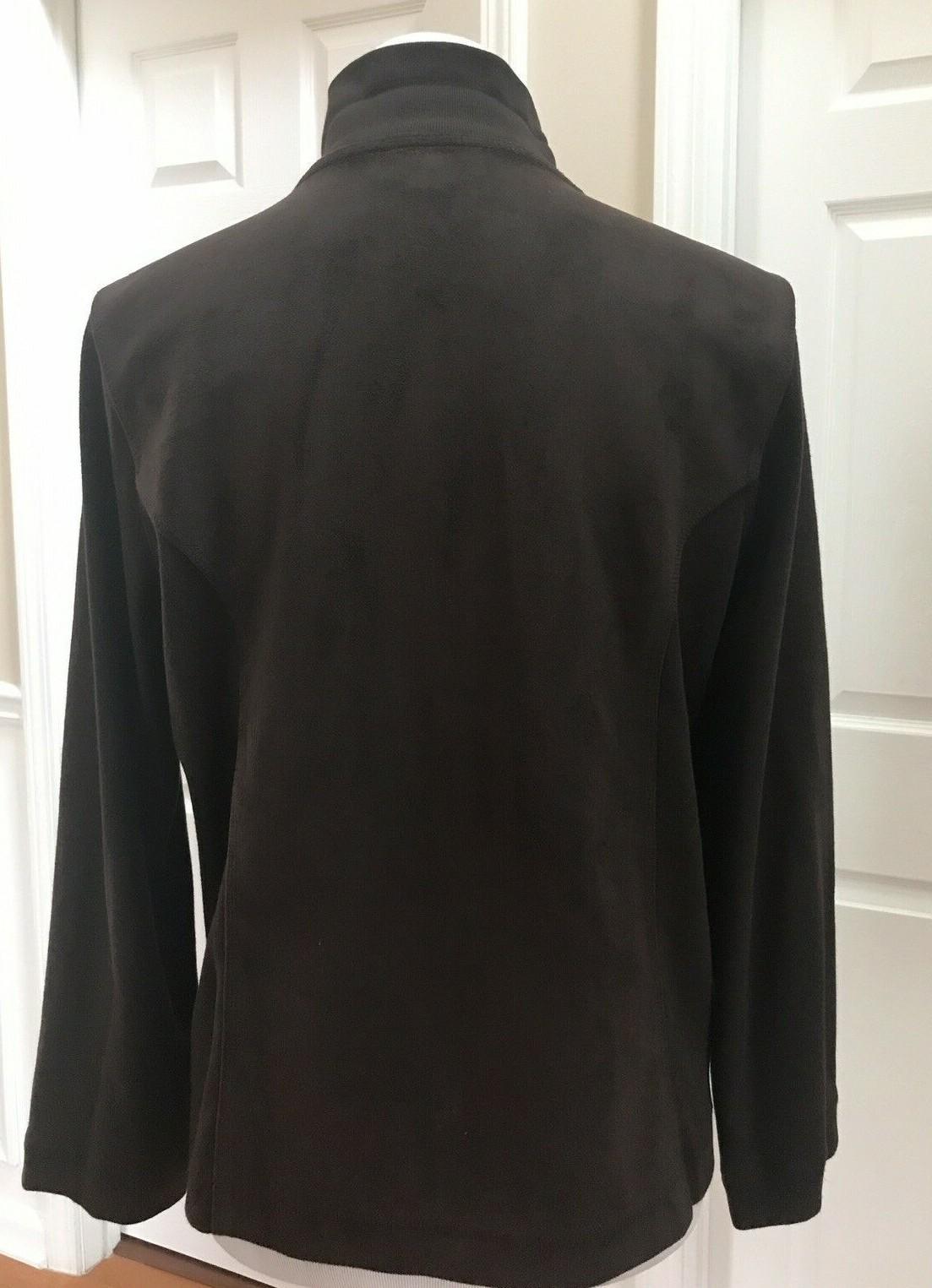 Lauren Ralph Lauren Women Faux Suede Cotton Jacket M Dark Brown Zip Up Pockets