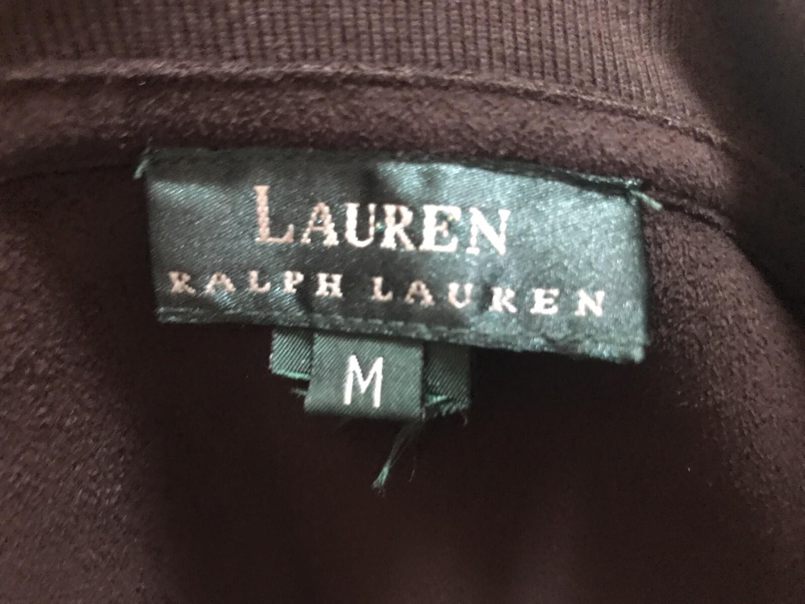 Lauren Ralph Lauren Women Faux Suede Cotton Jacket M Dark Brown Zip Up Pockets