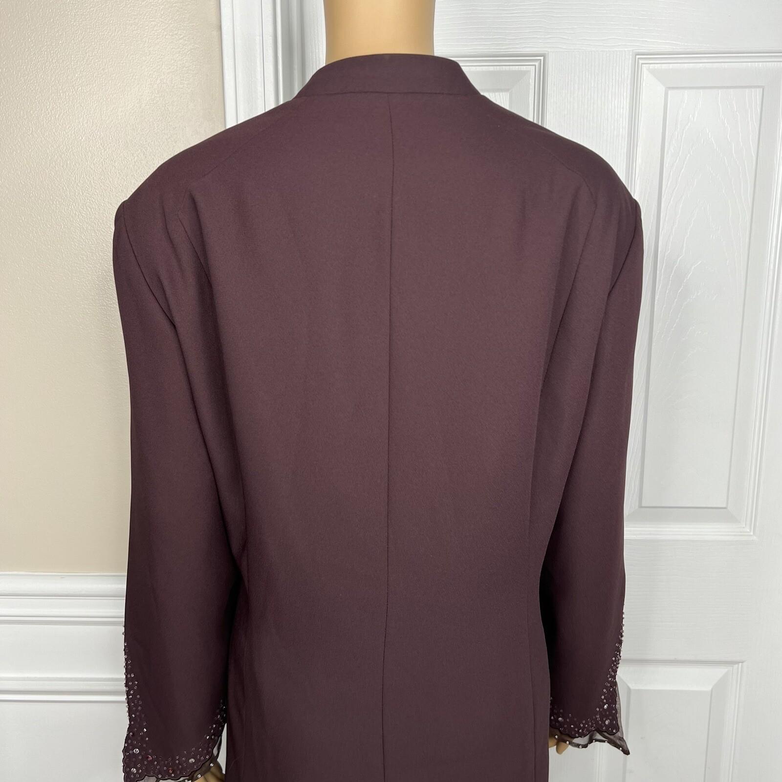 St Anthony Evening Polyester Skirt Suit Size 20W Burgundy Beaded Lined 2PC