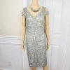 Tadashi Sohji Formal Dress 10 Ash Cold Shoulder Embroidered Lace Cold Shoulder