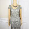 Tadashi Sohji Formal Dress 10 Ash Cold Shoulder Embroidered Lace Cold Shoulder