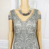 Tadashi Sohji Formal Dress 10 Ash Cold Shoulder Embroidered Lace Cold Shoulder