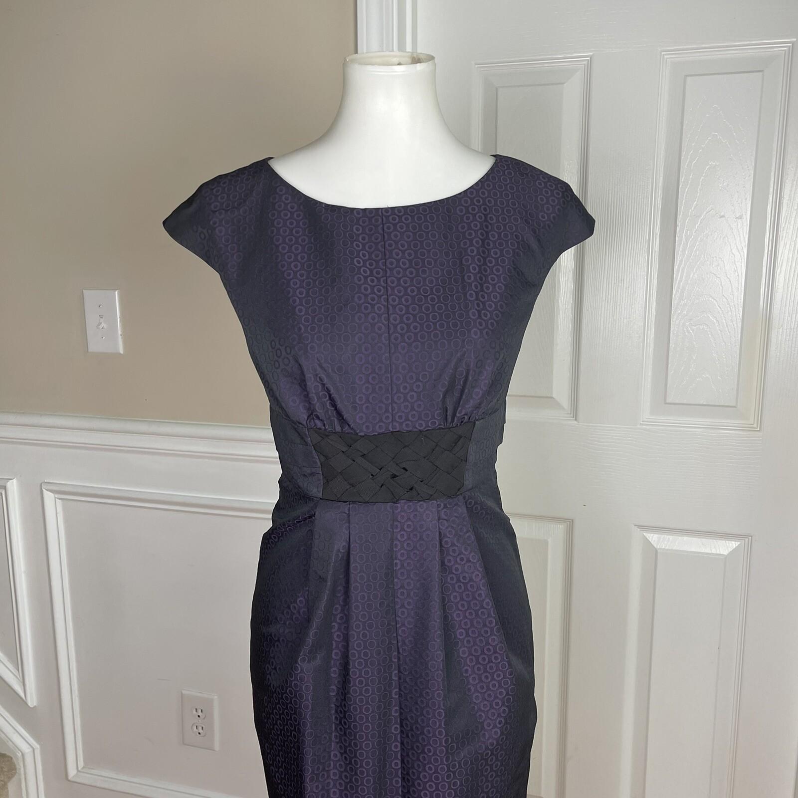 JAX Women Purple Black Sleeveless Polyester Lined Dress Size 4