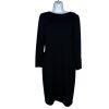 St. John Collection Knit Midi Dress Size 4 Black Sheath Long Sleeves Back Zip