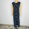 Zara Bodycon Maxi Dress Size S Blue Black Shimmery Front Slit Shoulder Pads Tie