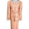 NIGHT STUDIO NY 2PC Coral Beaded Polyester Embroidered Collarless Skirt Size 22
