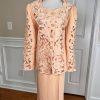 NIGHT STUDIO NY 2PC Coral Beaded Polyester Embroidered Collarless Skirt Size 22