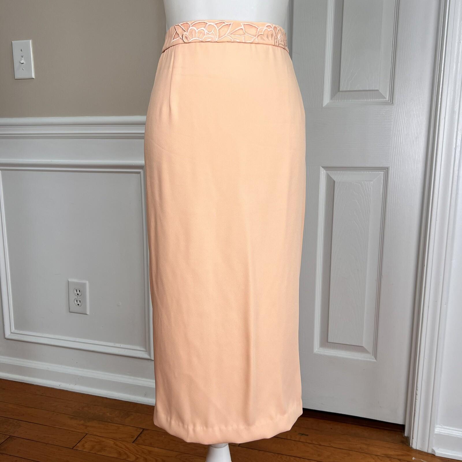 NIGHT STUDIO NY 2PC Coral Beaded Polyester Embroidered Collarless Skirt Size 22