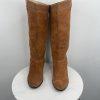 Michael Kors Tan Suede Leather Block Heel Tall Boots 9.5M Western Casual Cowgirl