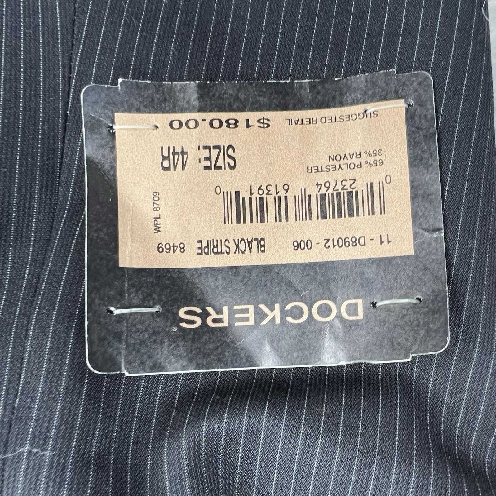 Dockers Polyester Rayon Men Blazer 44R Black Striped 2 Button One Vent
