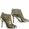 JAY ADONI Viviana Women Beautiful Gold Leather Caged Heels Booties Size 7 M