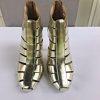 JAY ADONI Viviana Women Beautiful Gold Leather Caged Heels Booties Size 7 M