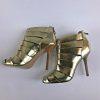 JAY ADONI Viviana Women Beautiful Gold Leather Caged Heels Booties Size 7 M