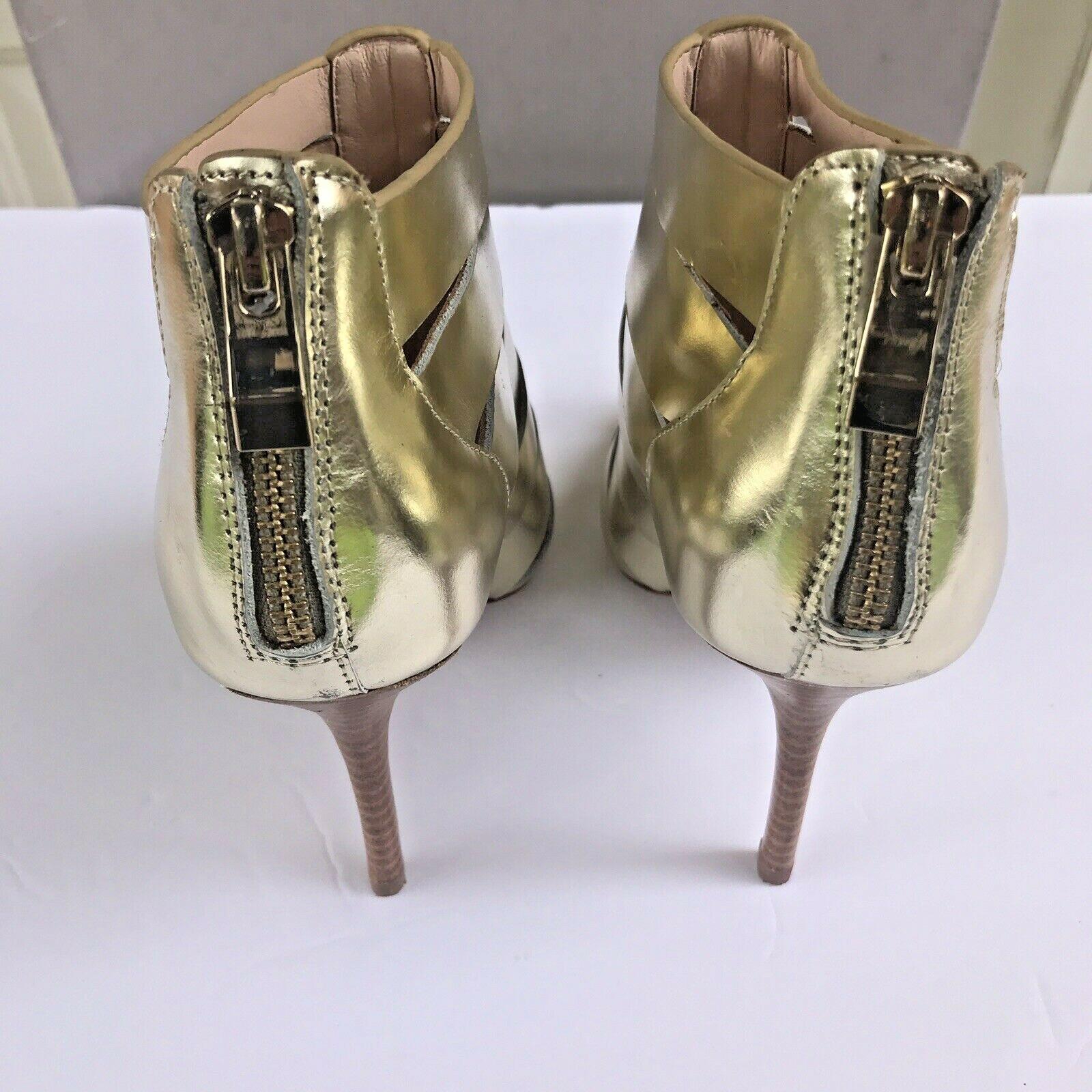 JAY ADONI Viviana Women Beautiful Gold Leather Caged Heels Booties Size 7 M