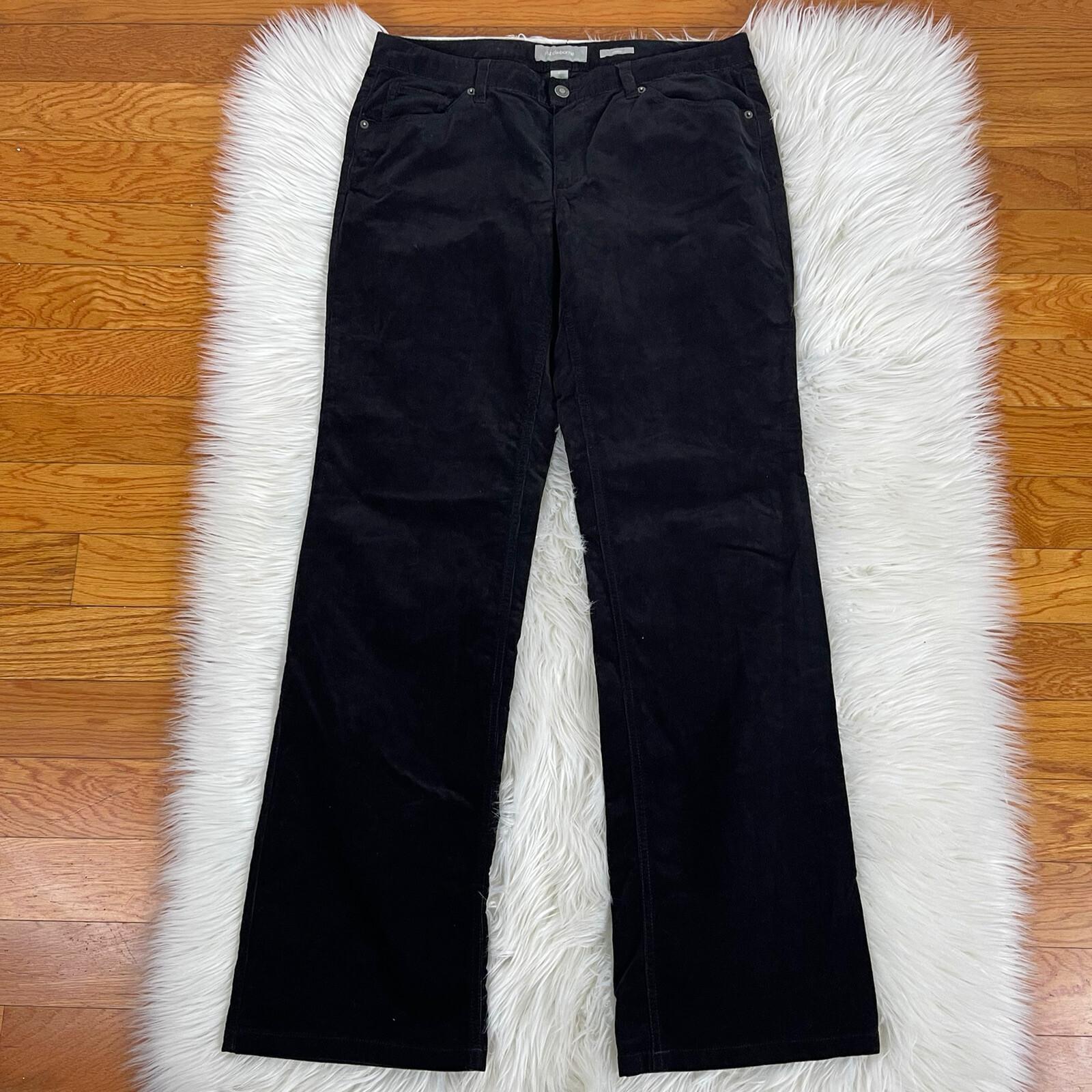 LIZ CLAIBORNE Women Black Corduroy Straight Leg Pant Size 12