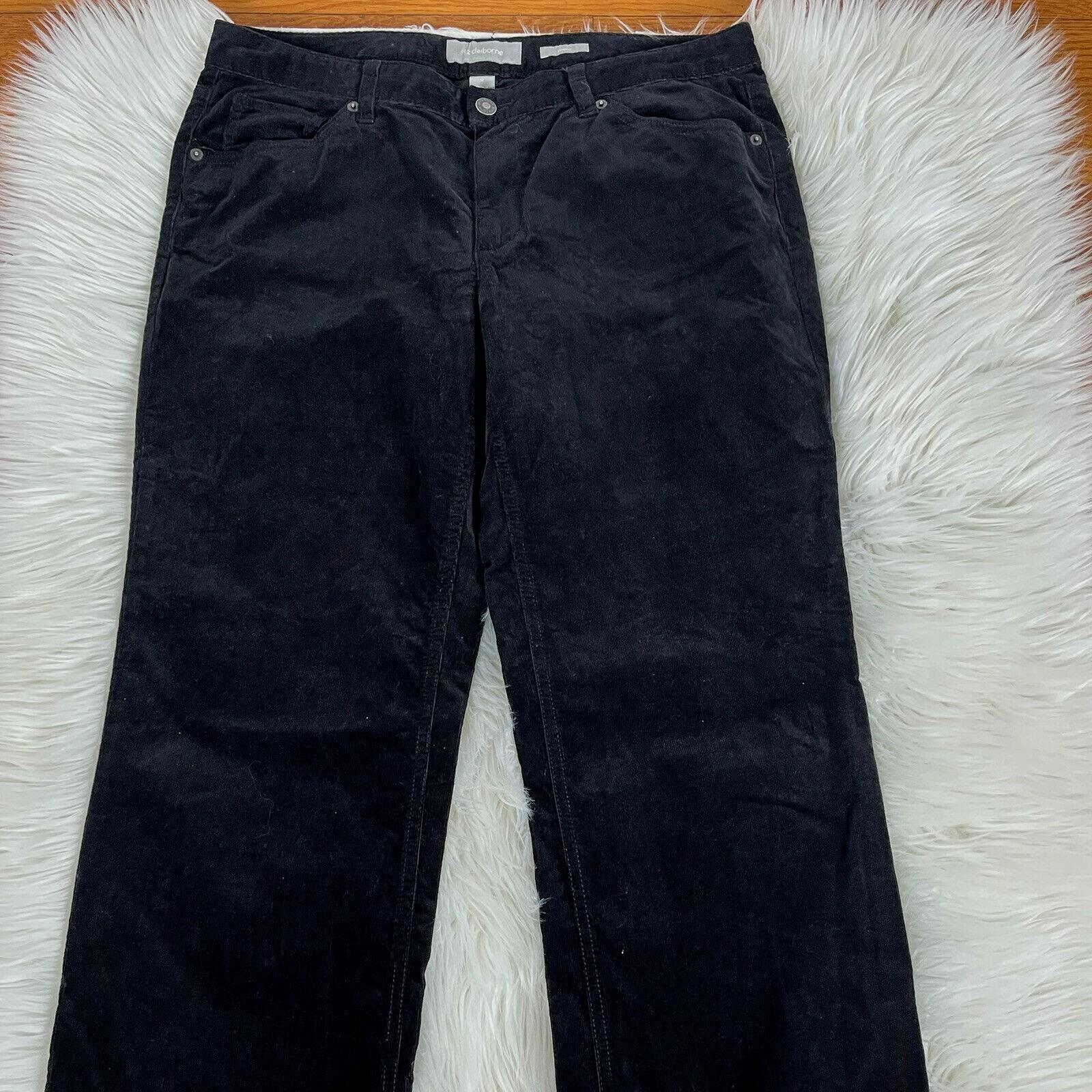 LIZ CLAIBORNE Women Black Corduroy Straight Leg Pant Size 12
