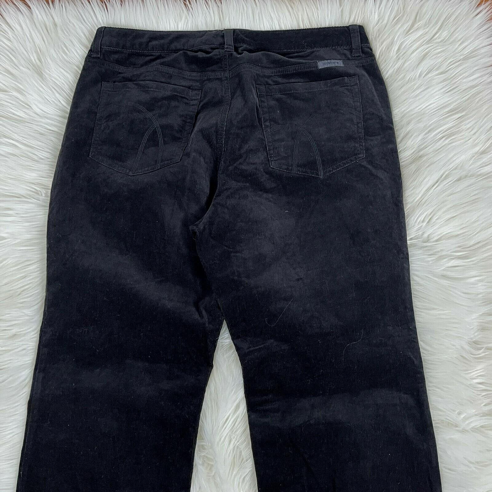 LIZ CLAIBORNE Women Black Corduroy Straight Leg Pant Size 12