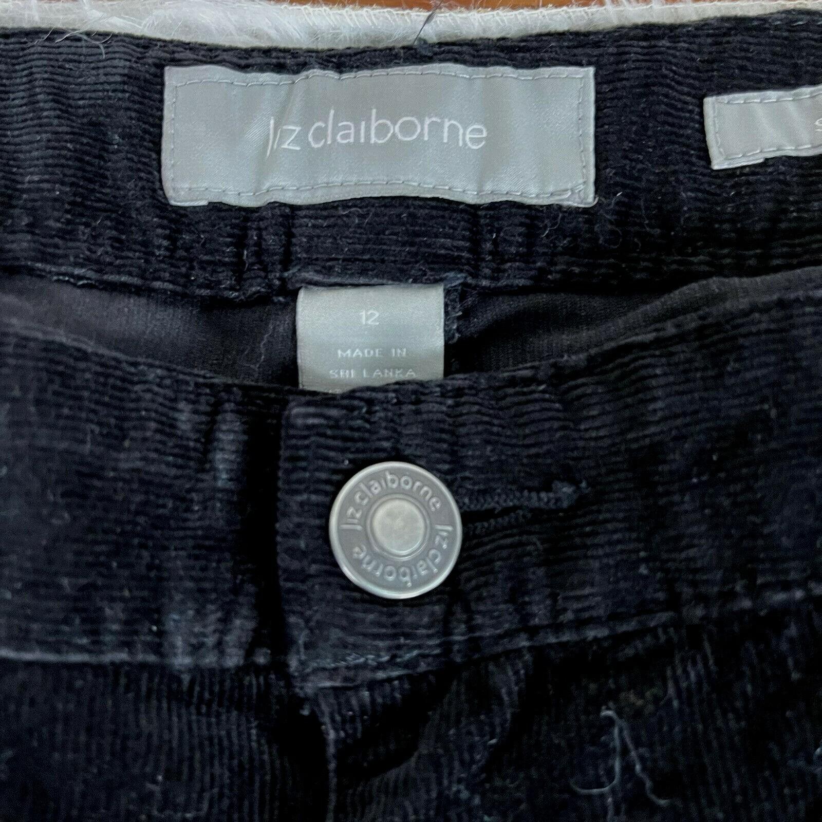 LIZ CLAIBORNE Women Black Corduroy Straight Leg Pant Size 12