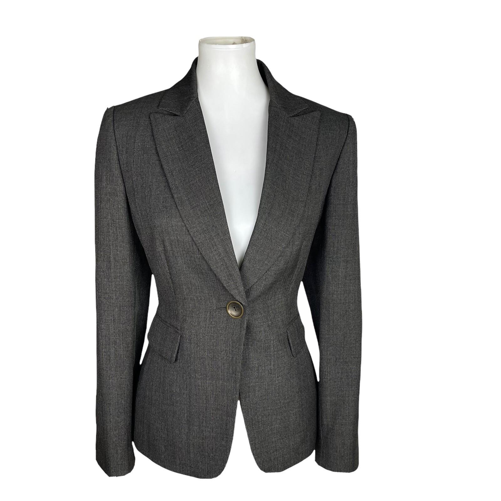 TAHARI Women Brown Cotton Polyester lined Single Breasted Blazer Size 8