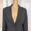 TAHARI ASL 2PC Black Striped Polyester Rayon Notch Collar Pant Suit Size 10