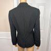 TAHARI ASL 2PC Black Striped Polyester Rayon Notch Collar Pant Suit Size 10