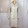 LE SUIT 2PC Light Gray Polyester Lined Shawl Collar Cocktail Skirt Suit Size 8