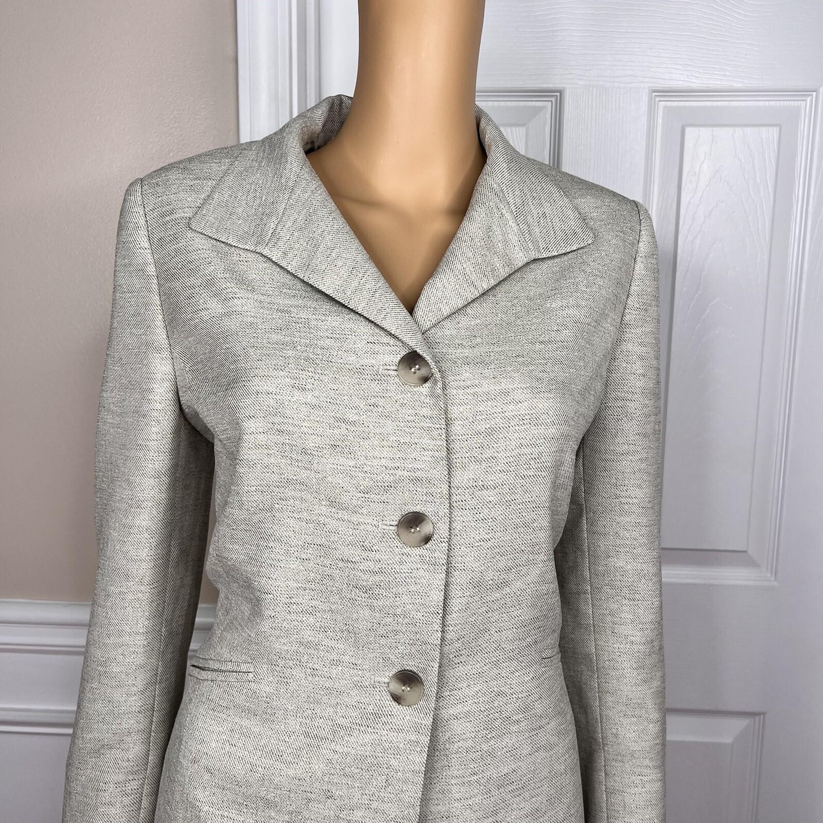 LE SUIT 2PC Light Gray Polyester Lined Shawl Collar Cocktail Skirt Suit Size 8