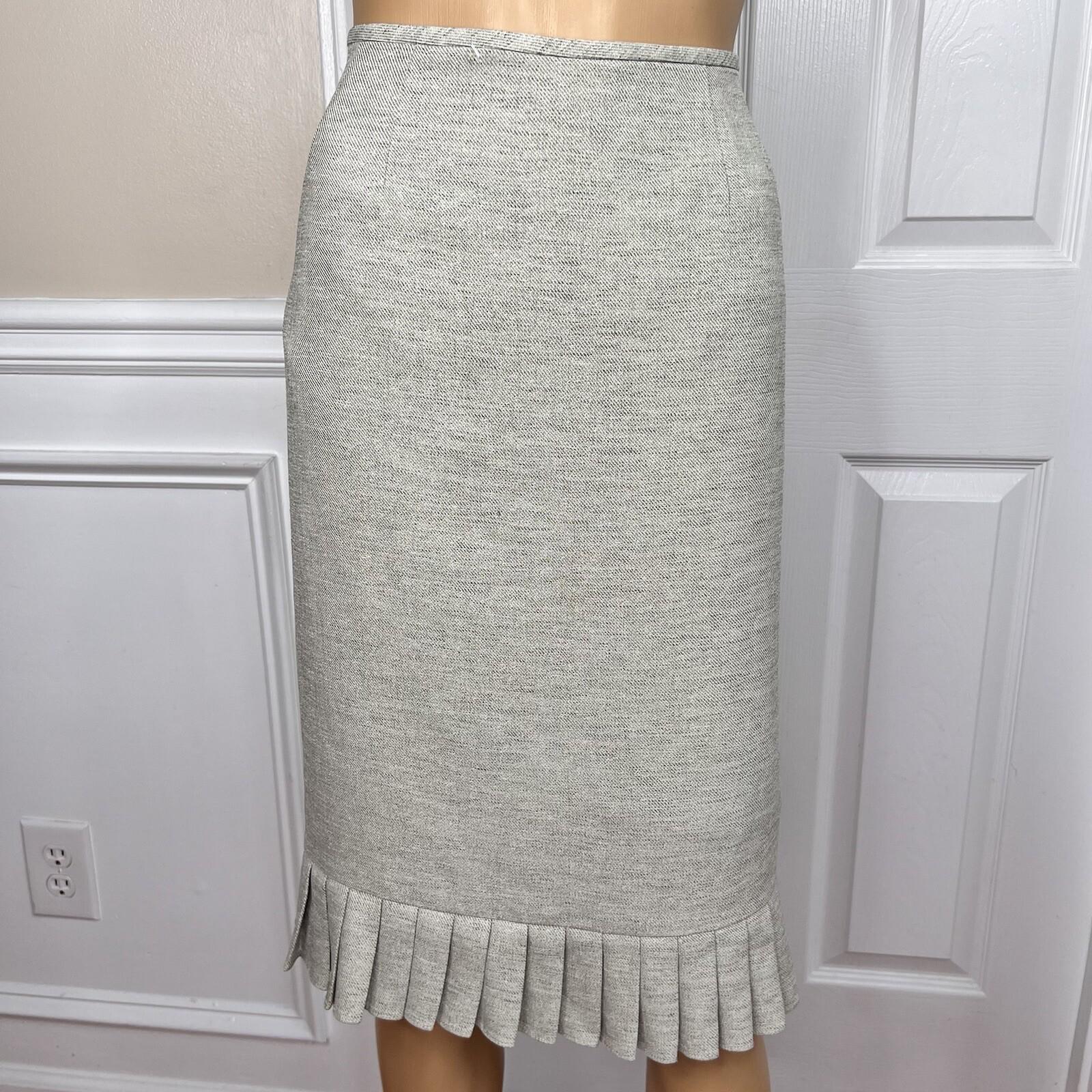 LE SUIT 2PC Light Gray Polyester Lined Shawl Collar Cocktail Skirt Suit Size 8