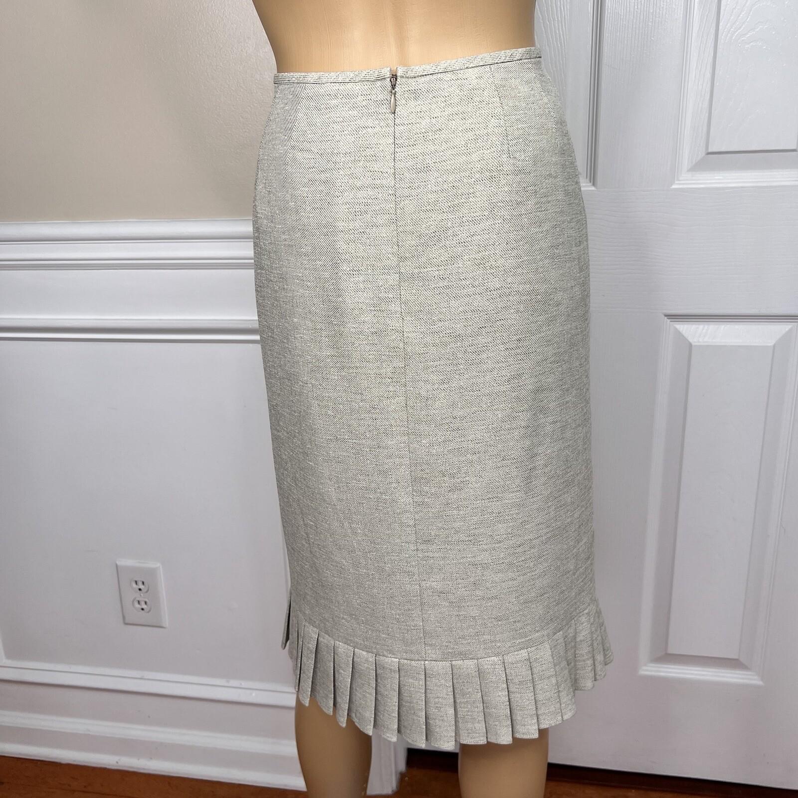 LE SUIT 2PC Light Gray Polyester Lined Shawl Collar Cocktail Skirt Suit Size 8