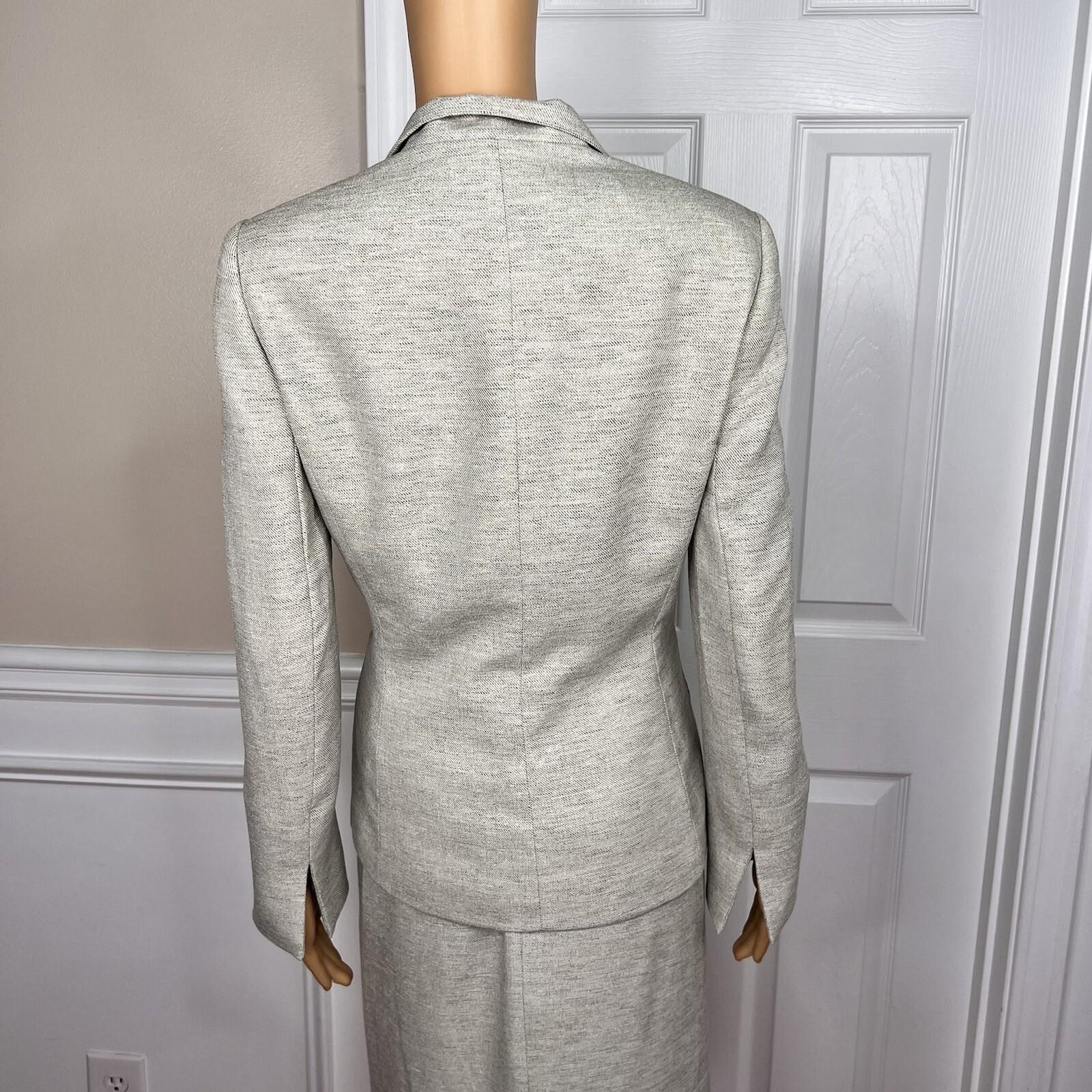 LE SUIT 2PC Light Gray Polyester Lined Shawl Collar Cocktail Skirt Suit Size 8