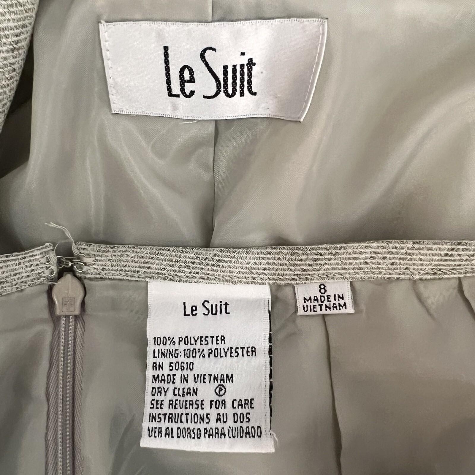 LE SUIT 2PC Light Gray Polyester Lined Shawl Collar Cocktail Skirt Suit Size 8