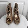 STEVE MADDEN Rebecka Lace Up Taupe Leather Peep Toes Shoes Booties Size 10